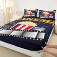 thumbnail image 3 of Manfei Movie Film Popcorn Twin Sheet Sets, Cartoon Cinema Tricket Twin Fitted Sheet, Teens Kids Boys Girls Adult Flat Sheet, Microfiber Bedroom Decor, 3pcs, 3 of 7