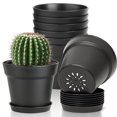 thumbnail image 4 of 10pcs 4in Black Plant Pots with Drainage, Lightweight Stackable Plastic Planters with Saucers, Minimalist Flower Pots for Indoor Plants, Succulents, and Office Décor, 4 of 6