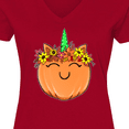 thumbnail image 4 of Inktastic Pumpkin Unicorn for Halloween and Thanksgiving Women's V-Neck T-Shirt, 4 of 5