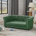 thumbnail image 4 of Hassch Modern Dog Sofa - Comfortable Pet Furniture Couch Bed with Arc-Shaped Armrest and Backrest in Button Tufted Design, Cozy Padded Seat Cushion, for Medium or Large Dogs, 38"L x 22"W x 15"H,Green, 4 of 8