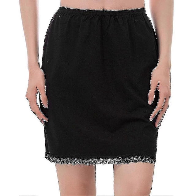 Ladies Lace Elastic Cling Resistant Underskirt Petticoat Half Waist Skirts White -ayane