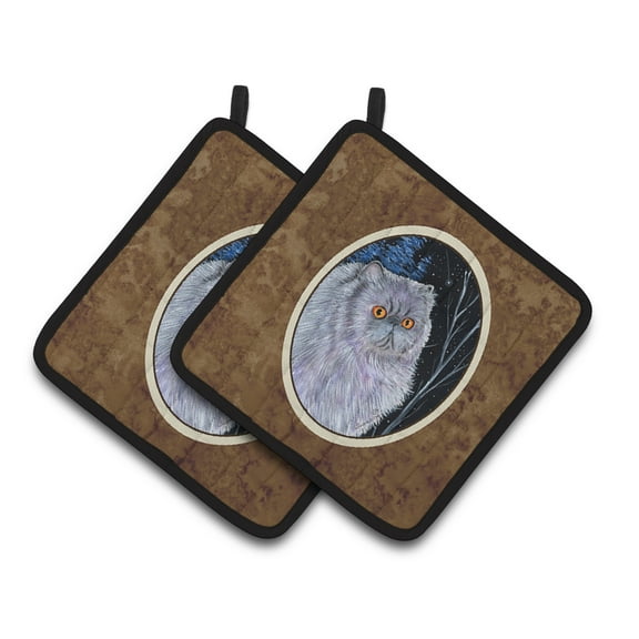 Carolines Treasures SS8402PTHD Starry Night Cat - Persian Pair of Pot Holders, 7.5HX7.5W, multicolor