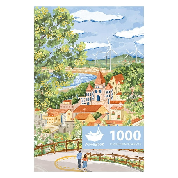 Puzzles Para Adultos 1000 Piezas Momibook Rompecabezas De Imagen De Pintura De Jardín 75X50Cm(29.5"X19.7") Juguetes Y Juegos Rompecabezas Elefante Blanco para Adultos Niñas Rompecabezas De Cumpleaños