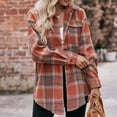 thumbnail image 4 of YDFCWXW Flannel Shirt for Women Button Down Long Sleeve Plaid Shirts Collared 2025 Casual Work Tops Brick Red, M, 4 of 7
