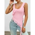 thumbnail image 4 of Deliqiba Women'S Y2K Going Out Crop Top Summer Sleeveless Asymmetrical Mesh Tank Top Fitted Party Tops Pink S, 4 of 5