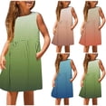 thumbnail image 6 of FFENYAN Girls Gradient Color Sleeveless Dress with Round Neck and Pockets Perfect for Summer Adventures Stylish Comfortable Dress for Kids with Fun and Fashion for 3-14 Years, 6 of 6