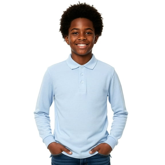 Smith's American Boys' Long Sleeve Pique Polo Color: blue Size: 6 - 7