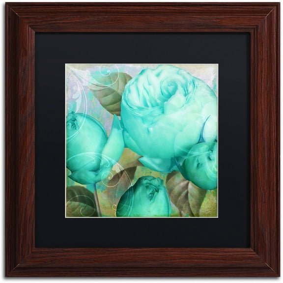 Trademark Fine Art "Aqua Rose II" Canvas Art by Color Bakery Black Matte, Wood Frame