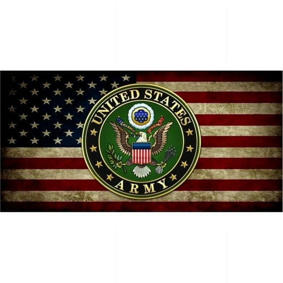 212 Main LPO4729 6 x 12 in. U.S. Flag Worn with Army Insignia Photo License Plate