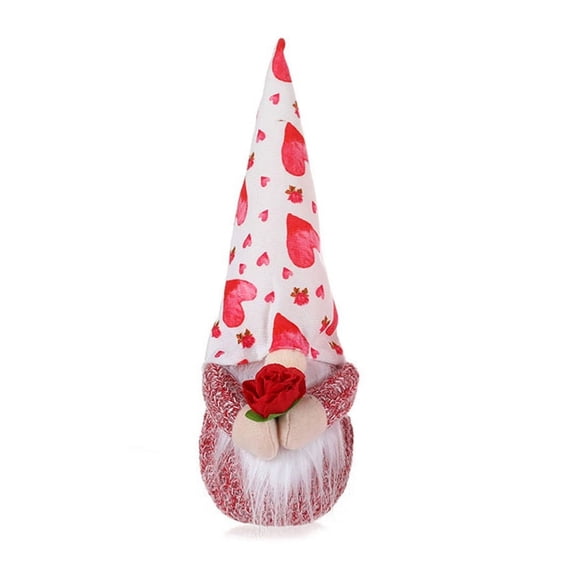 ZPAQI LED Valentines Day Gnome Plush Rose Flower Scandinavian Tomte Elf Decorations