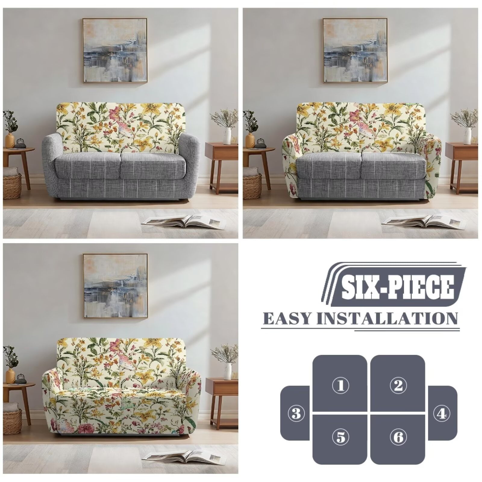 Yuyamidu Floral Print Loveseat Recliner Covers 2 Seater Stretch Recliner Loveseat Slipcover with Pockets Easy to Install Reclining Couch Covers Gift for Friends