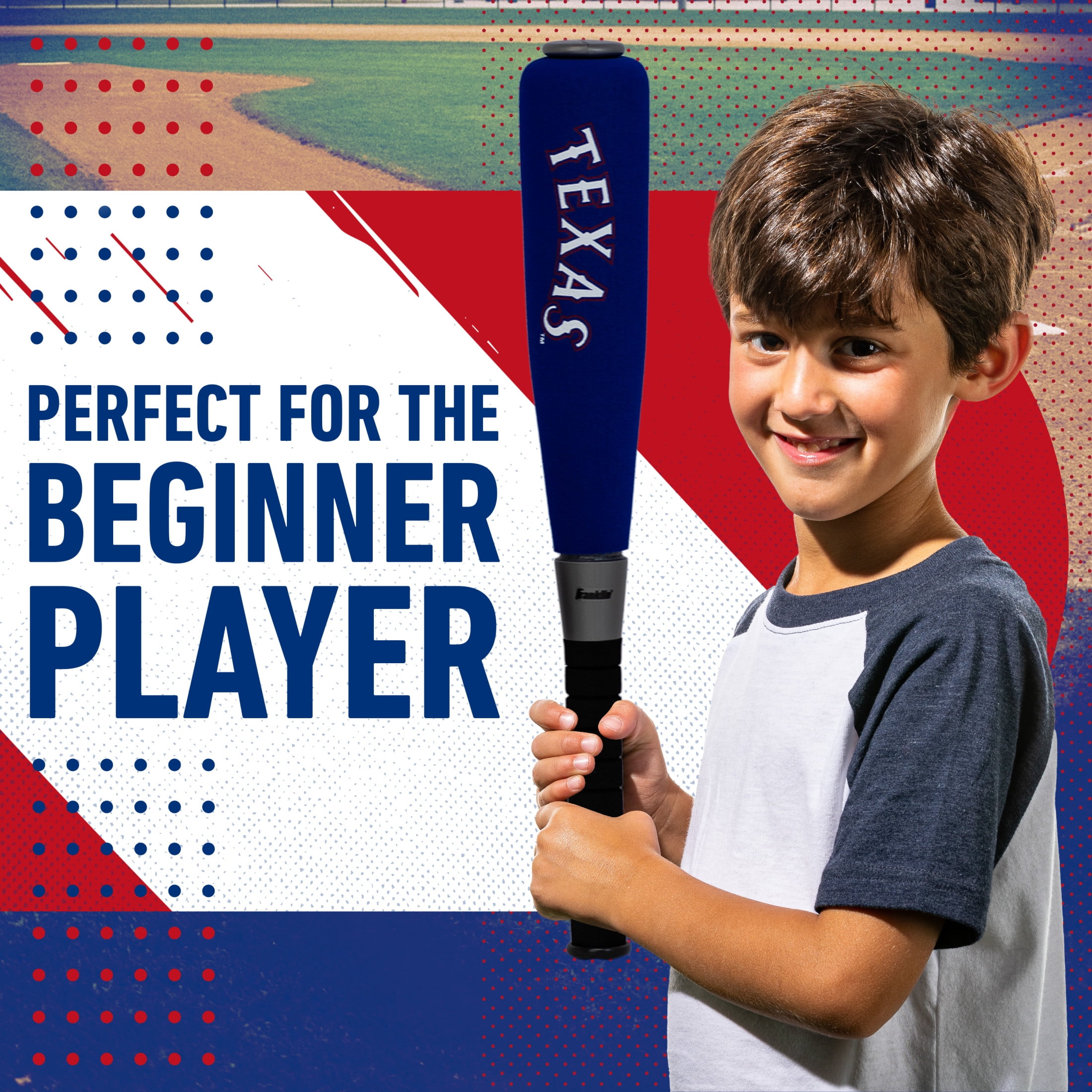 Franklin Sports MLB Texas Rangers Foam Bat + Ball Set, 21 in