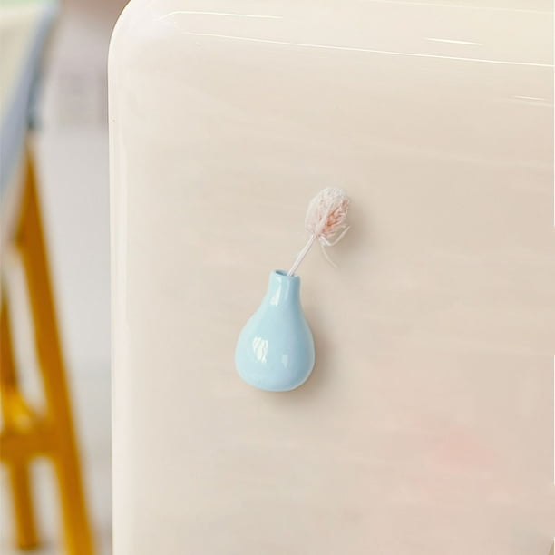 Mini jarrón de cerámica para refrigerador, adhesivo magnético, decoración lateral tridimensional, imanes para refrigerador