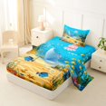 thumbnail image 2 of jejeloiu Cute Cartoon Stingray Twin Sheets,Watercolor Coral Fish Bedding For Boys,Bright Turquoise,3 Pieces,1 Fitted Sheet and 1 Pillowcase, 2 of 6