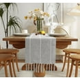 thumbnail image 3 of Zhudiyof Rustic Linen Table Runner, Farmhouse Style Table Runner with Hand-Tassels for Party, Dresser Decor and Dining Room Decorations, Gray, 13"×72", 3 of 7