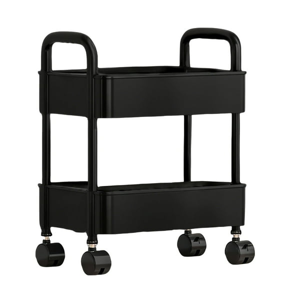 Kitchen Storage Cart 4-layer Black With Armrests Storage Rack Bathroom Toilet Toiletries Storage Cart
