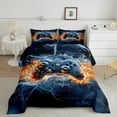 thumbnail image 2 of Gaming Comforter Set Full Teen Video Game Bedding Water and Fire Lightning Bedding Comforter Sets Cool Gamer Room Decor Duvet Insert Teen 3D Gamepad Quilt, 2 of 7