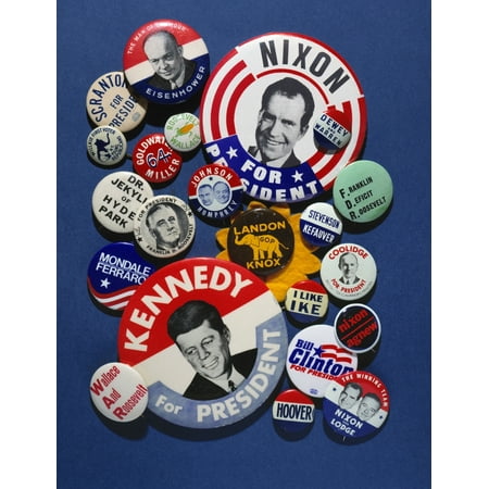 - Campaign Buttons Nan Assortment Of Buttons From 20Th Century American Presidential Campaigns Rolled Canvas Art - (24 x 36)