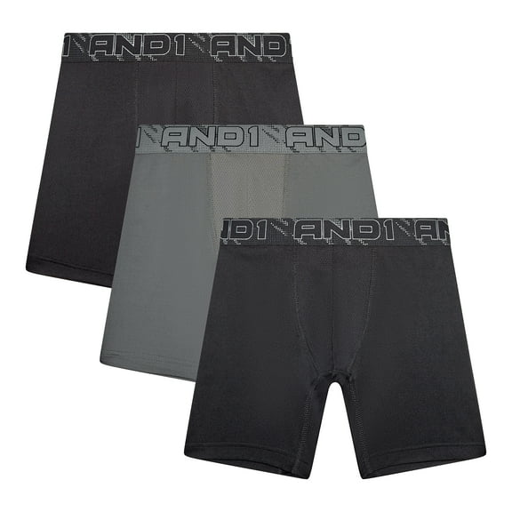AND1 Men’s Underwear Flex Regular Leg Boxer Briefs, 3 Pack