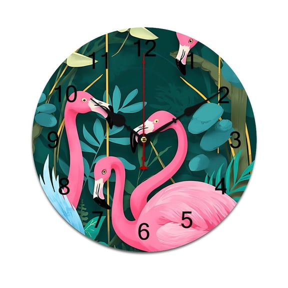 Pink Flamingos Word Saying Big Wall Clock Home Decor Art Watch Living Room Gift