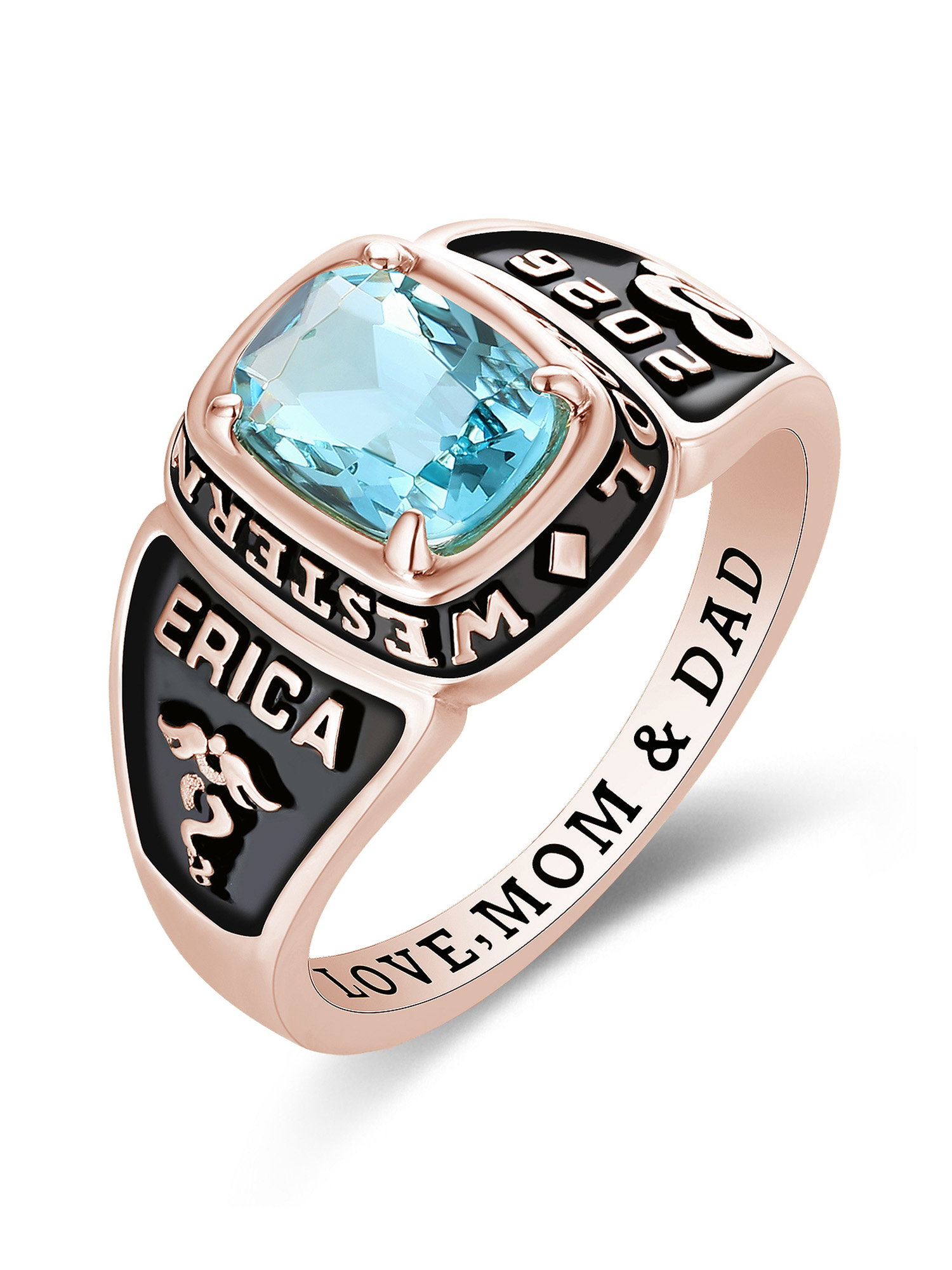 Mementos Jewelry Customized Eternal Sterling Silver Women's Class Rings for High School College