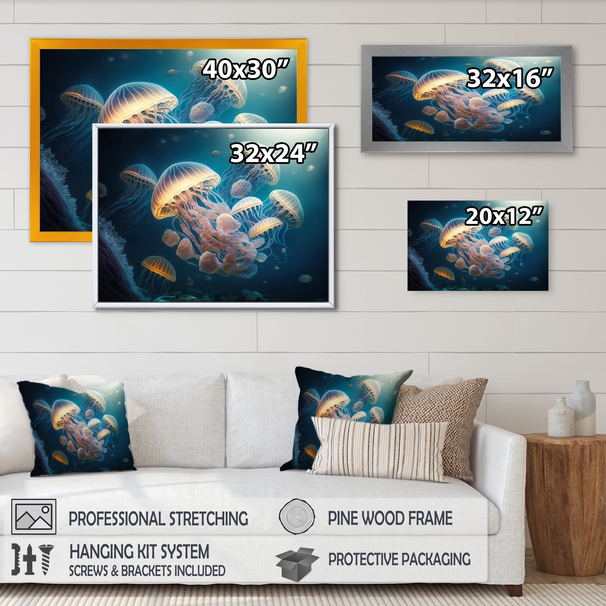 Designart Jellyfish In The Ocean I Canvas Wall Art