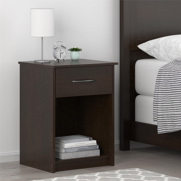 Mainstays 1 Drawer Bedroom Nightstand, Espresso - Walmart ...
