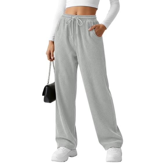 YueHuiYing Wide Leg Sweat Pants for Womens High Waisted Baggy Sweatpants Casual Drawstring Workout Pants with Pockets
