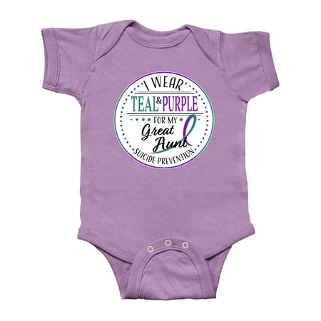 

Inktastic Suicide Prevention- I Wear Teal and Purple for My Great Aunt Gift Baby Boy or Baby Girl Bodysuit