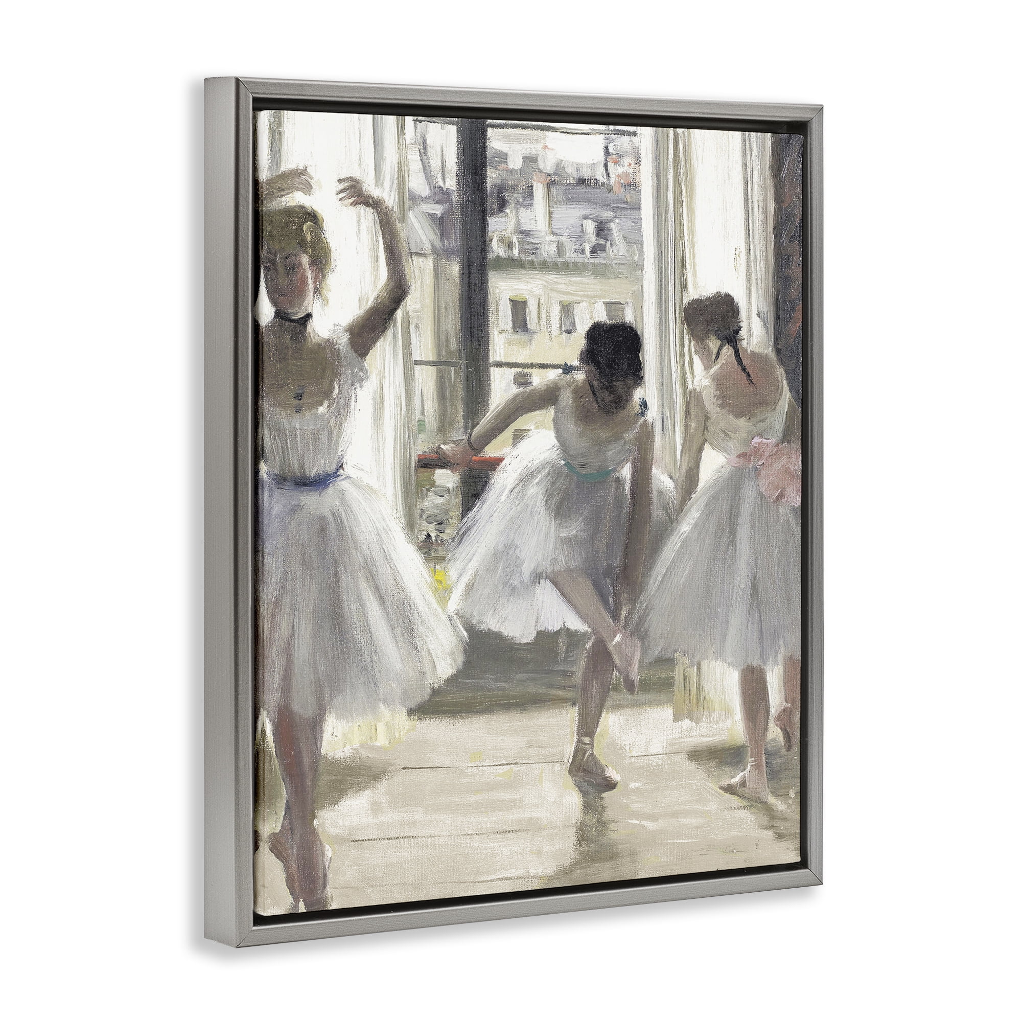 Stupell Industries Ballet Class In Practice Gray Framed Floater Canvas Wall Art, design by Leah Straatsma