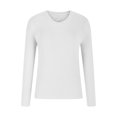 thumbnail image 4 of tklpehg Long Sleeve Tops for Women Lightweight Crewneck Classic Solid Color Casual Slim Tunic Tops Going Out Tops Blouses (White,M), 4 of 6