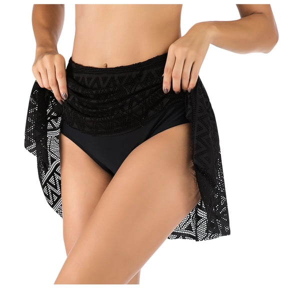 ZVNAΖH Womens Swimsuit Cover Up Skirt Swim Beach Mini Skirt Hollow Out Sun Protection Swim Bottoms Summer Vacation Skirts