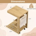 thumbnail image 3 of Costway 2 Pcs Table d'Appoint en Forme de C avec Roues, Plateau de Bureau Réglable, Butée de Bord, Pochette de Rangement, Naturel, 3 of 9