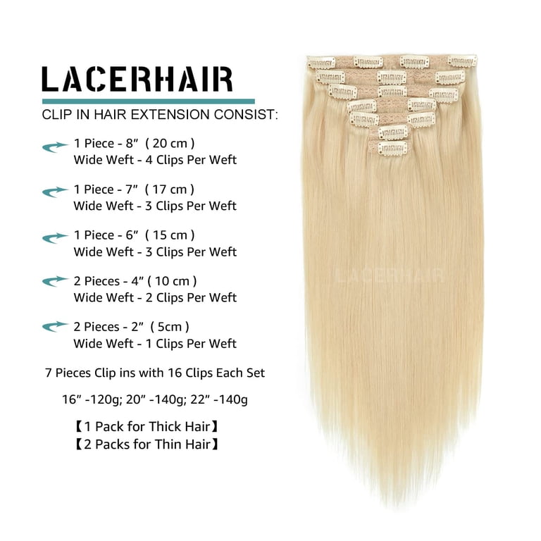 Lacer Hair Extensions Clip in Human Hair 18 Inch Thick Lace  display picture 1