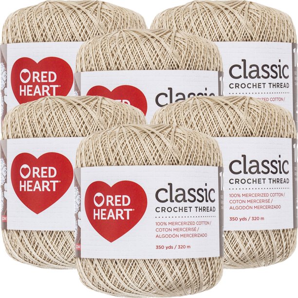 Red Heart Classic Crochet Thread Size 10Cream, Multipack Of 6