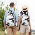 thumbnail image 4 of Disketp Monochrome Flying Ravens Canvas Backpack Lightweight Travel Daypack Student Rucksack Laptop Backpack-Small, 4 of 5