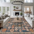 thumbnail image 4 of Blue Large Area Rug 8x10 FT, Non Slip Living Room Throw Carpet, Ethnic Modern Geometric Abstract Art Washable Soft Indoor Outdoor Carpet Non-Shedding Rug for Bedroom Dining Room, 4 of 9