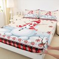 thumbnail image 3 of Manfei Merry Xmas Twin Sheet Sets,Cute Cartoon Snowman Twin Fitted Sheet,Happy New Year Flat Sheet For Girls Boys,Breathable Home Decor,3pcs, 3 of 7