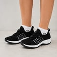 thumbnail image 6 of Women's Knit Slip On Walking Shoes, Lightweight Platform Sneakers with Bungee Laces, 6 of 7