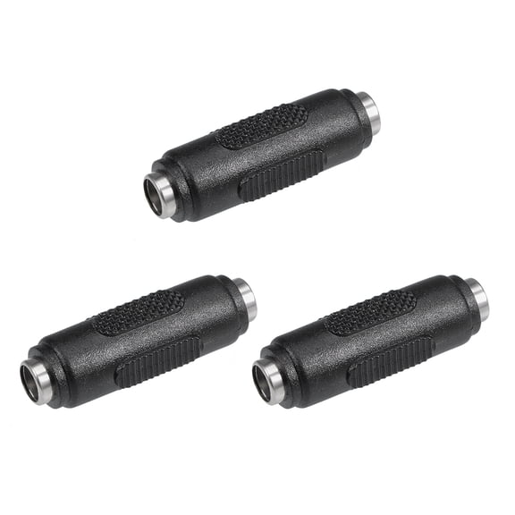 Uxcell 3Pcs DC Female to Female Connector 5.5mm x 2.1mm Power Cable Jack Adapter Black