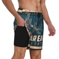 thumbnail image 2 of Kdxio Near Earth Station Print Men'S Swim Trunks With Compression Liner 7 Inch Inseam Quick Dry Swim Shorts, 2 of 7