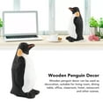 thumbnail image 2 of Wooden Penguin Statue Cute Vivid Hand Painted Penguin Figurine Penguin Decor For Dining Table Office, 2 of 21
