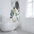 thumbnail image 6 of Boho Fabric Shower Curtain Mid Century Shower Curtain Set Royal Blue Gray Black Yellow Leaves Plant Modern Minimalist Bathroom Decor Waterproof Shower Curtains with Hooks, 72" x 72, 6 of 6