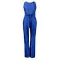 thumbnail image 4 of Women Sequin Sparkly Jumpsuits Sleeveless Elegant Shiny Wide Leg Belted Long Pants Rompers Club Night Outfits, 4 of 7