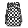 thumbnail image 2 of Black and White Checkered Pattern Backpack for School, Cute School Bag with Adjustable Shoulder Straps and Padded Back, 16.9"x12.6"x5.9", 2 of 5