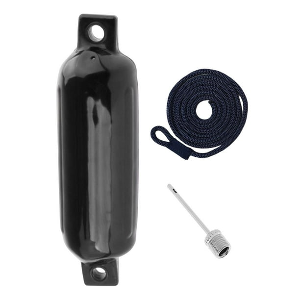 Muelle inflable para barco con forma de bola, protección anticolisión, ancla redonda Negro con Cuerda Negra