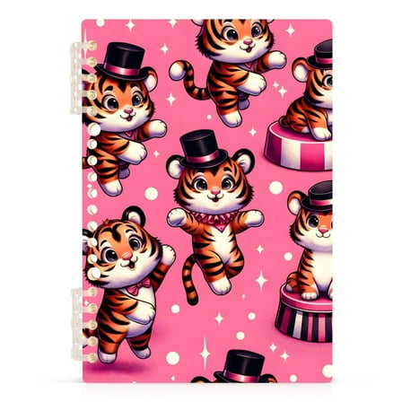 Cute Tigers on Pink Spiral Journal Notebook College Ruled Notebook 8.3" x 5.7" A5 Lined Thick Paper Page