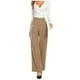 thumbnail image 1 of Pantalones anchos de color liso, cintura alta y corte drapeado, pantalones de traje informal, 1 of 4