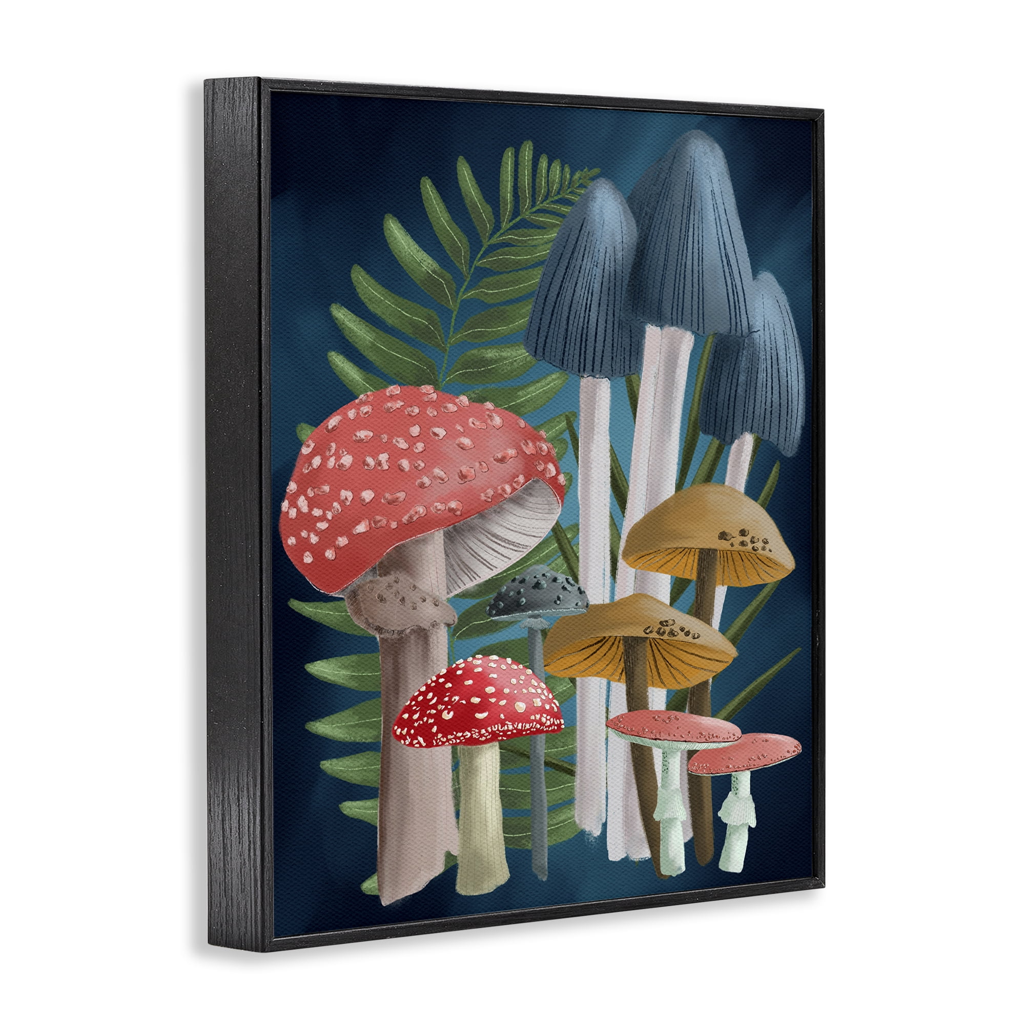 Stupell Industries Forest Fern & Mushrooms Botanical & Floral Painting Black Framed Art Print Wall Art, 11 x 14