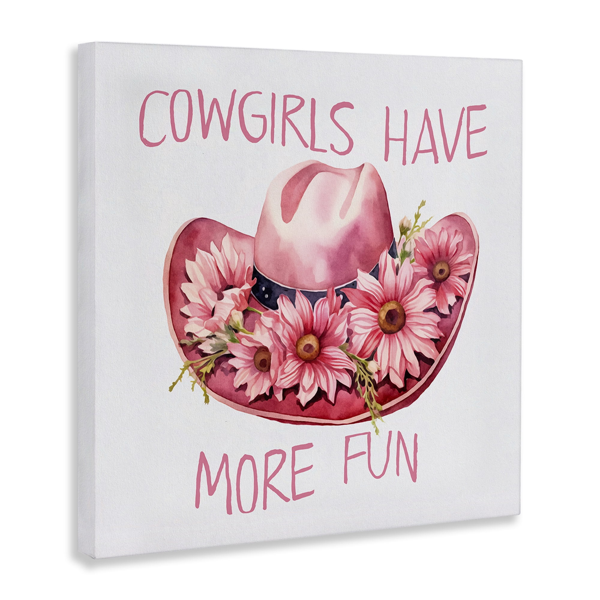 Stupell Industries Cowgirls Have More Fun Plants & Flowers Painting Wrapped Canvas Art Print Wall Art, 24 x 24